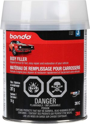 Bondo Body Filler, Original Formula for Fast, Easy Repair & Restoration of your Vehicle, 00261, Filler 14 oz and 0.5 oz Hardener, 1 Can, Salmon